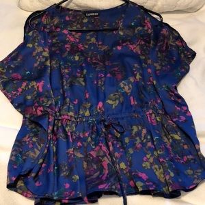 Express cold shoulder silky blouse size XS/S